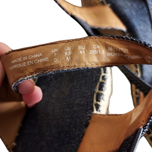 Clarks Denim Espadrilles Wedges 9.5 Sandals Petrina Lulu peep-toe - Picture 12 of 15